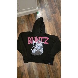 Runtz Worldwide Mens XL Black Graphic Hoodie Pink Logo Rabbit Streetwear